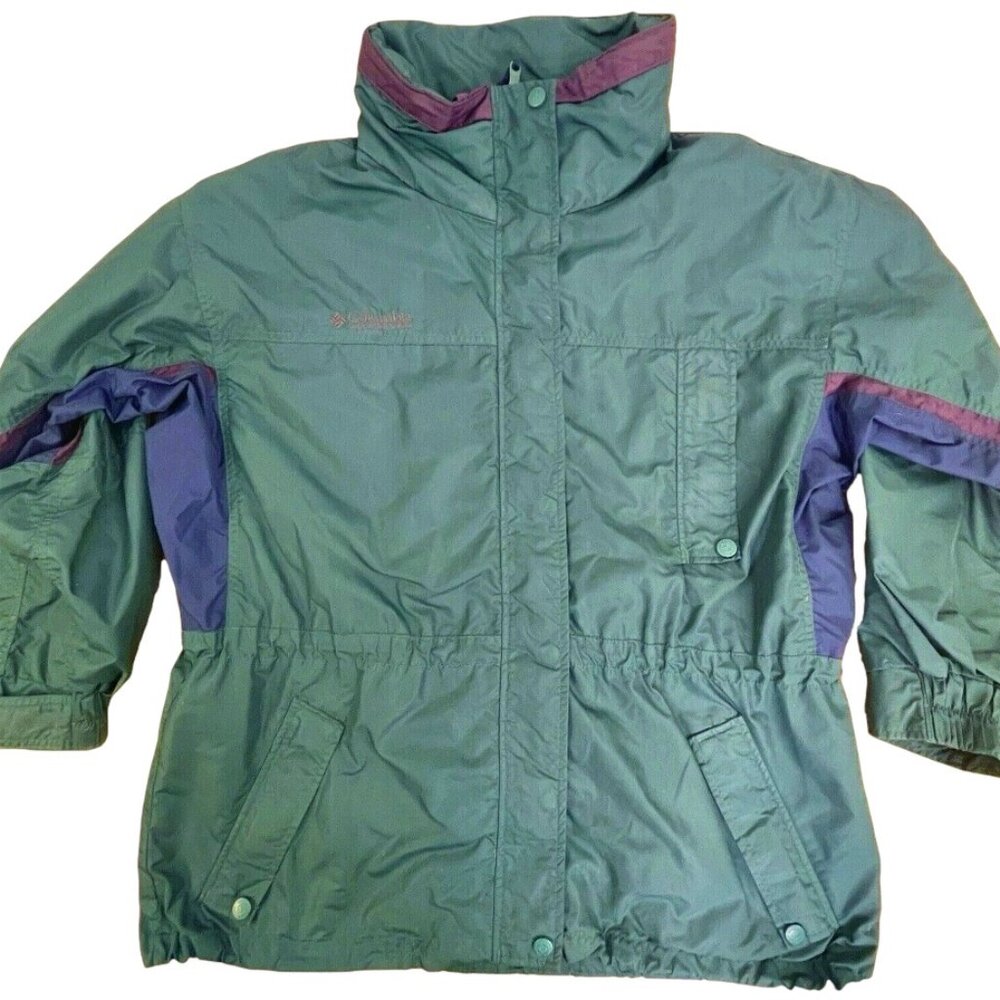 Columbia Womens Jacket Size XL‎ Longs Peak Green Colorblock Coat Hood NO Liner